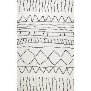 Nuloom Sandie Cozy Plush Bohemian Pet Friendly Premium Machine Washable Shag Area Rug, 5' x 8', Black - 1 of 4