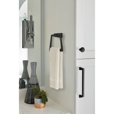 Matte Black Geometric Wall Mounted Towel Ring 6-13/16 inch