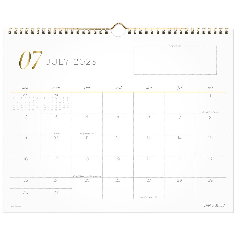Cambridge 2023-24 Academic Wall Calendar 14.875"x11.875" Monthly Lucid