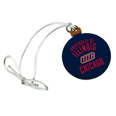 UIC Flames Mini Small Tiny Wood Christmas Tree Holiday Ornament
