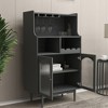 Sevobal Utility Storage Cabinets, Freestanding Cabinet with Transparent Doors and Open Shelves for Living Room Kitchen, Gray, 27.55"*15.74"*50.3" - 3 of 4