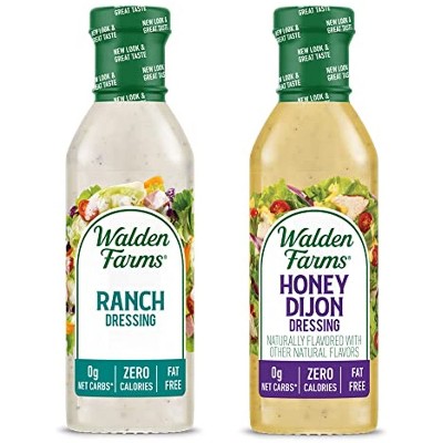Walden Farms Calorie Free Dressing, Honey Dijon 12 Oz & Ranch Dressing 12 Oz (Pack of 2)