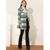 Allegra K Women's Notched Lapel Double Breasted Winter Plaids Overcoat - 3 of 4