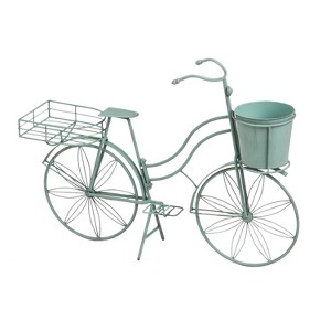 Evergreen Vintage Teal Bicycle Planter Outdoor Safe Decor - 1 of 4