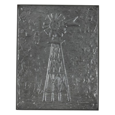 Black Galvanized Embossed Metal Windmill Wall Décor  - Foreside Home & Garden