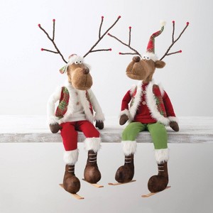 Sullivans Set of 2 Sitting Reindeer 35"H & 36"H Red - 1 of 4
