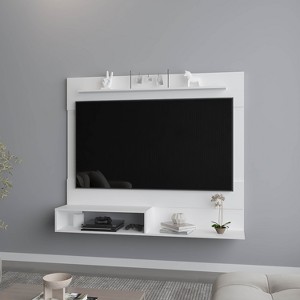 Vynxaria FM FURNITURE Irmo Wall-Mounted Entertainment Center with Shelves. White - 1 of 4