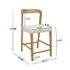 Christopher Knight Home Set of 2 Zion Contemporary Rubberwood Upholstered with Curved Open Back Counter Height Barstools Natural - 3 of 4