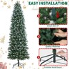 7.5 ft/9 ft Prelit Pencil Snow Flocked Spruce Artificial Christmas Tree w/ Incandescent Warm White Lights & Foldable Stand - 3 of 4