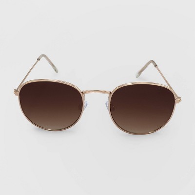 Women's Round Metal Sunglasses - A New Day™ Gold