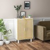 HOMCOM Sideboard Buffet Cabinet, Kitchen Cabinet & Coffee Bar Cabinet with 2 Rattan Doors and Adjustable Shelves - 3 of 4