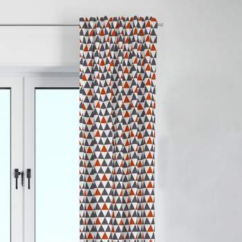 Bacati - Triangles Orange/Gray Cotton Printed Single Window Curtain Panel
