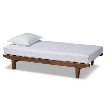 King Hiro Wood Expandable Bed Frame Walnut - Baxton Studio