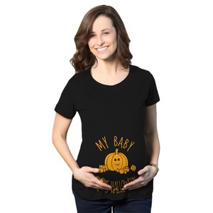 Maternity My Baby Loves Halloween Cute Pumpkin Pregnancy Halloween T Shirt - Crazy Dog Maternity T Shirt - 1 of 4