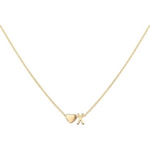Personalized Heart Initial Necklace 18K Gold Plated Stainless Steel Gift - 1 of 4
