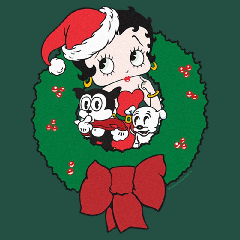 Women's Betty Boop Christmas Characters Wreath T-Shirt, 2 of 4