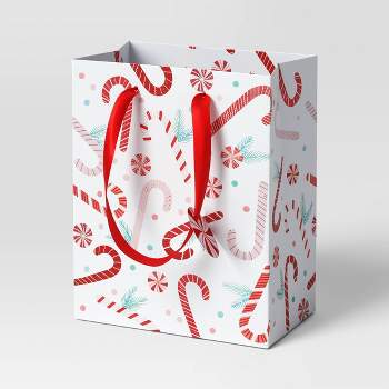 Petite Candy Cane and Peppermint Christmas Gift Bag White/Red/Pink - Wondershop™