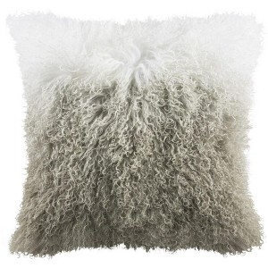 Suri Sheep Skin Pillow - White/Grey - 20"X20" - Safavieh - 1 of 3