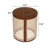 JUJABU 15.7" Round End Table, Hollow Rattan Woven Design with Rubber Wood Top, Small Nightstand or Tea Table for Living Room, Easy Assembly - 4 of 4