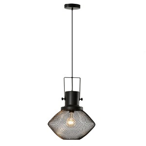 HOMCOM Industrial Pendant Light Fixtures, Black Metal Frame Hanging Ceiling Light with Adjustable Hanging Chain, Black - 1 of 4