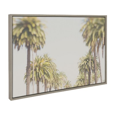 Gray Framed LA California Palm Trees Canvas Art, 23x33