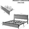 King Size Upholstered Platform Bed Frame with Storage Headboard, 2 Drawers & Charging Station, Dark Gray, Noise-Free - 2 of 4