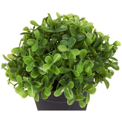 Mini Green Plastic Boxwood Topiary Centerpiece Set