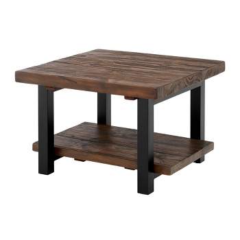 Pomona Cube Coffee Table Reclaimed Wood Rustic Natural - Alaterre Furniture