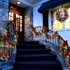 6ft Pre-Lit Christmas Garland with 20 Warm White LEDs, Flower & Bow Decor for Indoor/Outdoor Front Door and Mantle - 2 of 4