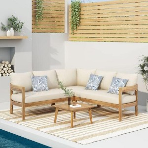 Maggift Patio Seating Sets Outdoor, Featuring Unique Design, Ideal for Chats, Perfect for Gardens, Living Spaces, Beige, 80"*80"*24.75" - 1 of 4