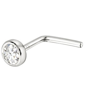 Jewelry Avalanche 22G 14K Gold Bezel-set Diamond L-shape Nose Stud - 1 of 4