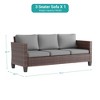 Sonkuki Outdoor Wicker Patio 3-Seat Sofa, PE Rattan Conversation Set With All-Weather Cushions - 2 of 4