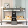 Twin And Twin Wood Triple Bunk Bed With Built-in Staircase Storage Drawer Safety Guardrails Easy Assembly Wooden Slat Support No Spring Box Needed - 2 of 4