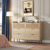 Whizmax 6 Drawer Rattan Dresser, Narrow Wicker Chest of Drawer with Railed Edge, Metal Legs, Gold Handles, Wooden Storage Dresser for Bedroom,Nursery - 3 of 4
