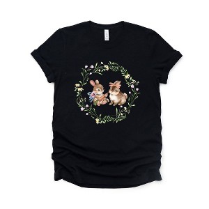 Simply Sage Market Women's Bunnies Floral Wreath Short Sleeve Graphic Tee - 1 of 4
