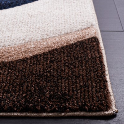 Beige and Blue Geometric Square Area Rug