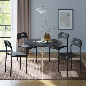 Stackable Modern Dining Chairs Set of 2 -  Plastic Kitchen Chair with Metal Legs, Easy Assembly, Waterproof & Stain-Resistant, for Indoor and Outdoor - 1 of 4