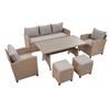 YOOCOZZ Rattan 6-Piece Patio Garden Backyard Sofa Set with Chair, Stools and Table - 3 of 4
