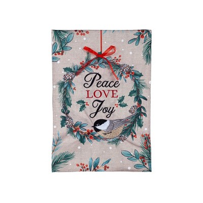 Chickadee Wreath Burlap Double Sided Indoor Outdoor Decor 18" x 12.5"