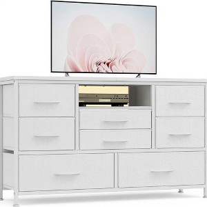 47.4-inch Multi-Functional TV Stand with 8 Drawers, RGB Smart Light Strip, Dual Power Outlets, Suitable for Multiple Scenarios - 1 of 4