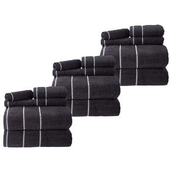 Lavish Home 18PC Cotton Bath Towel Set - Quick Dry Towels with 6 Bath Towels, 6 Hand Towels, and 6 Washcloths