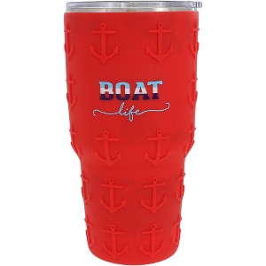Pavilion Gift Company - Boat Life - 30 oz Travel Tumbler with 3D Silicone Wrap - Portable Drinkware - 1 of 4