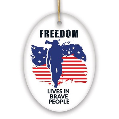 Freedom Lives and Brave People Patriotism Ornament| OrnamentallyYou