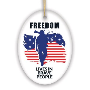 Freedom Lives and Brave People Patriotism Ornament| OrnamentallyYou - 1 of 4