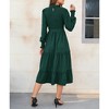 BLUEMING Womens Long Sleeve A-Line Dress High Wasit Ruffle Tiered Dress Shirred Smocked Flowy Maxi Dress - 3 of 4