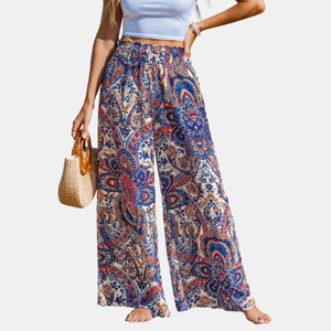Women's Vibrant Paisley Print Wide Leg Pants for Women - Cupshe - 1 of 4