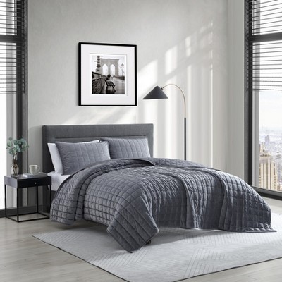 Kenneth Cole Velvet Square 3-Pc Quilt Set