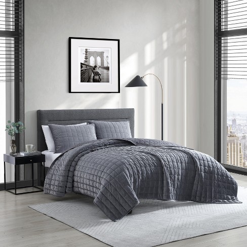 Kenneth Cole Velvet Square King Quilt Set : Target