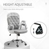 Velvet Home Office Chair, Button Tufted Desk Chair with Padded Armrests, Adjustable Height and Swivel Wheels, Gray - 3 of 4