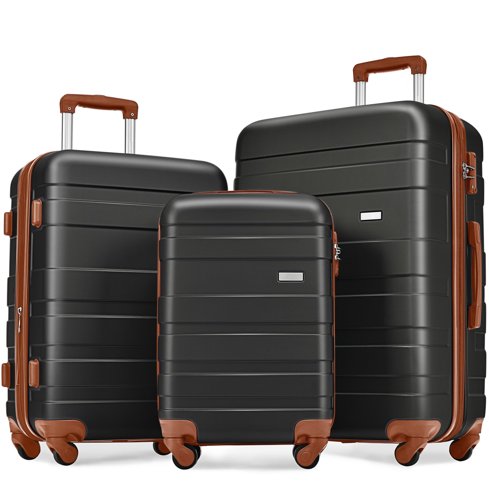 Whisen 3-Piece Luggage Sets, ABS Hardside Spinner Suitcases with TSA Lock and Spinner Wheels, Checked & Carry on Luggages